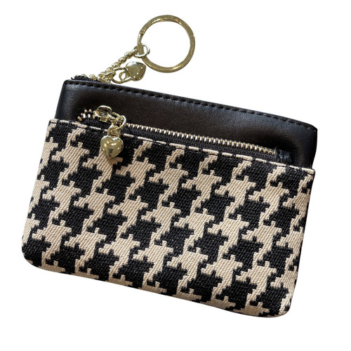 Canvas small wallet women's ultra-thin coin coin purse zipper compact mini new 2024 fashion trend
