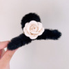Plush hairgrip with bow with tassels, crab pin, shark, demi-season hair accessory, 2022 collection