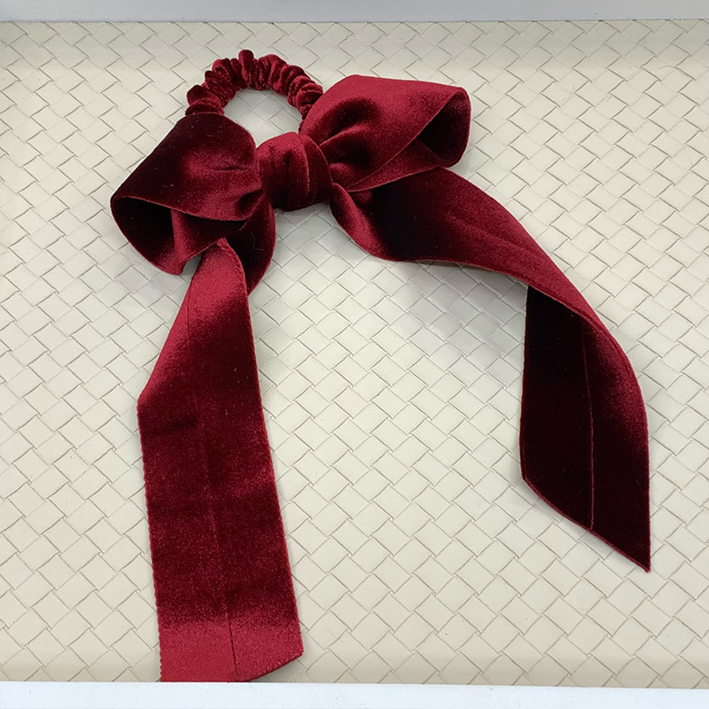 Año Nuevo terciopelo rojo blanco y negro de alto nivel de seda estereoscópica arco flotante retrógrado anillo de cabello correa de correa de cabeza