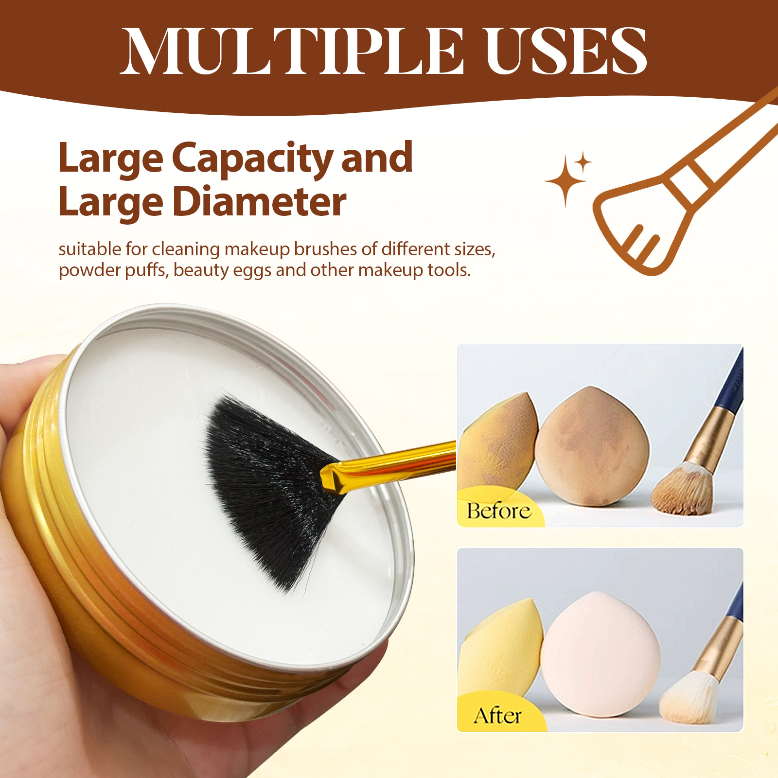 Vianomi cepillo de maquillaje jabón de limpieza con almohadilla de lavado