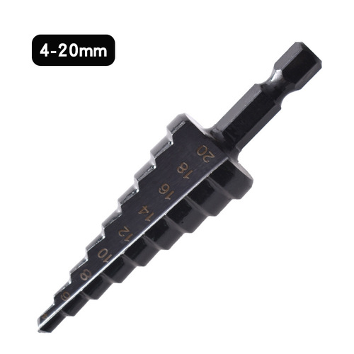 Hexagonal handle step drill hand electric drill reaming tool black straight groove drill bit set multi-functional drilling pagoda drill bit
