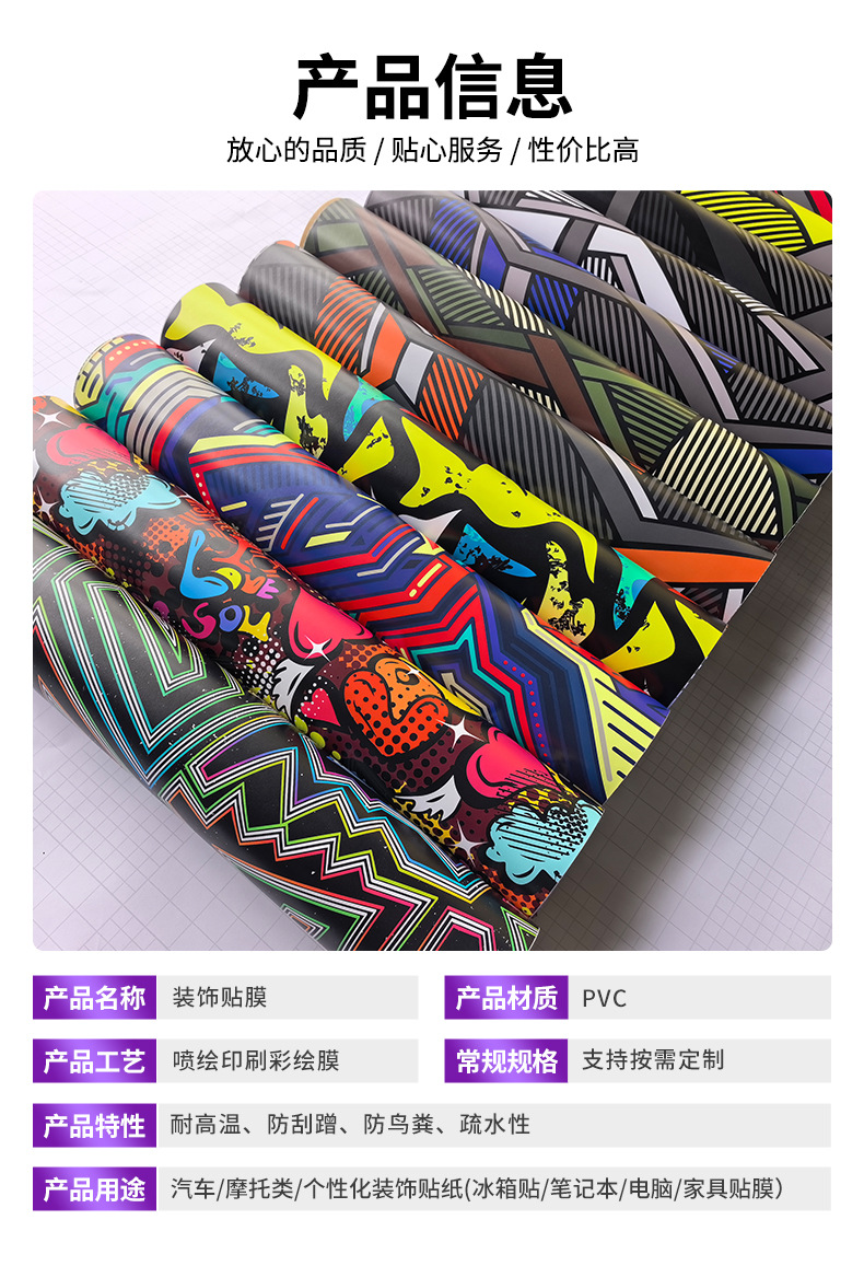 Removable Pressure-Sensitive Adhesive Pvc Decorative Film, Car and Motorcycle Modification Stickers, Furniture and Computer Diy, Factory Can Provide Samples