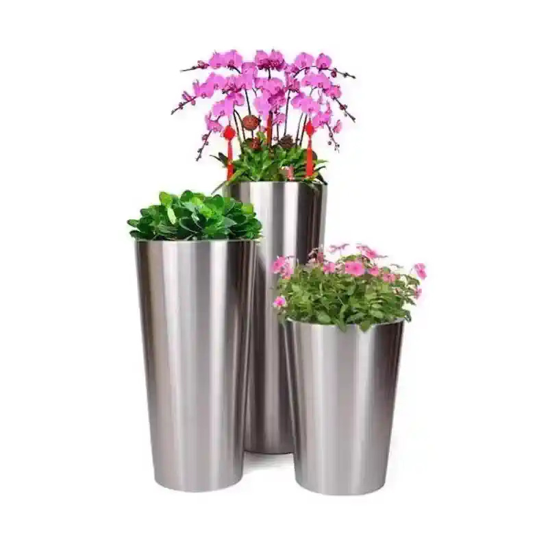 Caja de flores de acero inoxidable al aire libre combinación de cama de flores móvil divisoria de péndulo exterior departamento de ventas valla municipal caja de plantación de tanque de flores