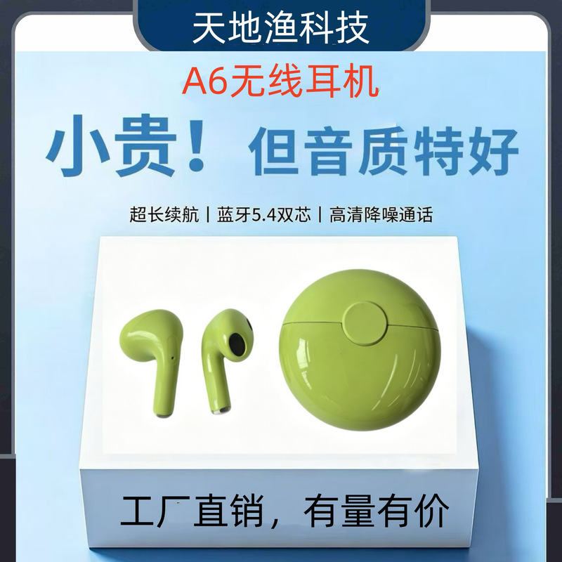 Huaqiangbei Pro6 Bluetooth Earphones, Round Design, New Wireless Earphones with Noise Reduction and High Sound Quality, Compatible with Android