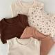2023 Korean Children's Suit Underwear Baby's Home Clothes Korean-style Long-sleeved Clothes Baby's Cotton Two-piece Pajamas