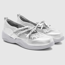 软皮版~银河芭蕾鞋女2024春季新款内增高软底蝴蝶结运动休闲单鞋