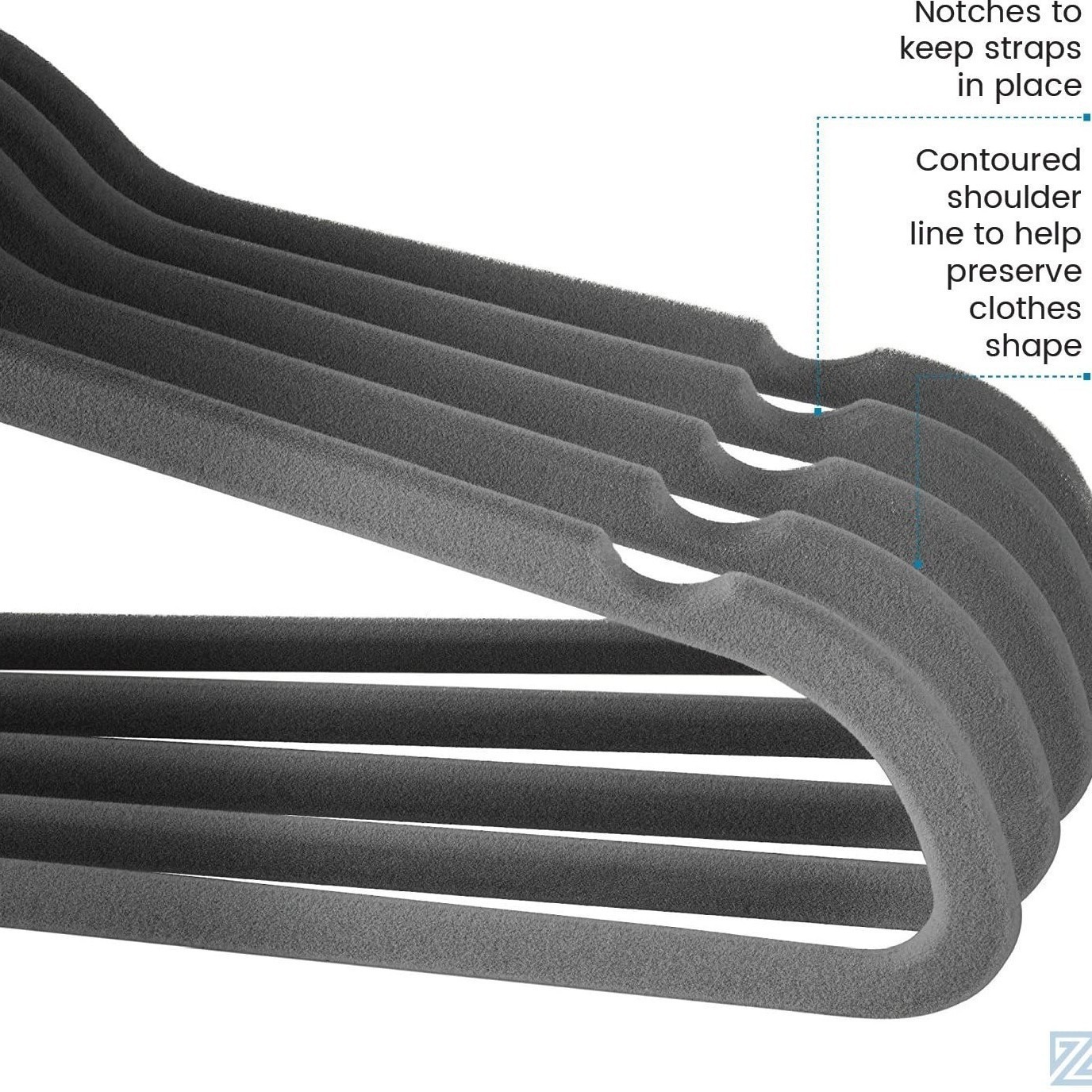 Percha de ropa gris flocado percha de ropa mágica percha de ropa antiarrugas percha de ropa de plástico para adultos flocado percha multifuncional antideslizante