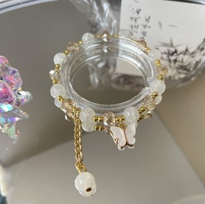 S099-Pulsera mariposa placa cristal blanco#tamaño 777