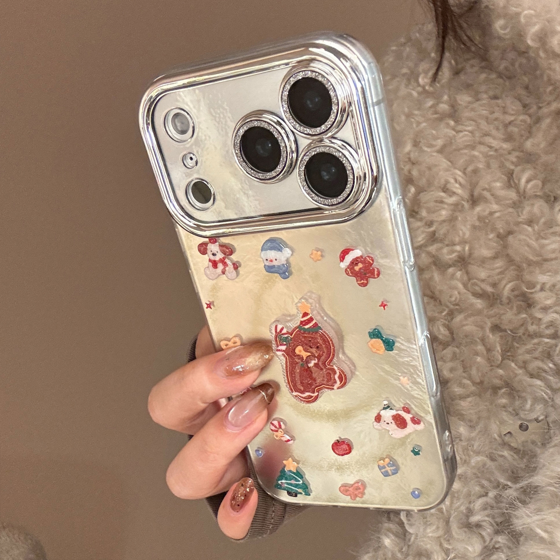 Glitter Gingerbread Man Phone Case For Iphone With Lens Protector_voghion.com