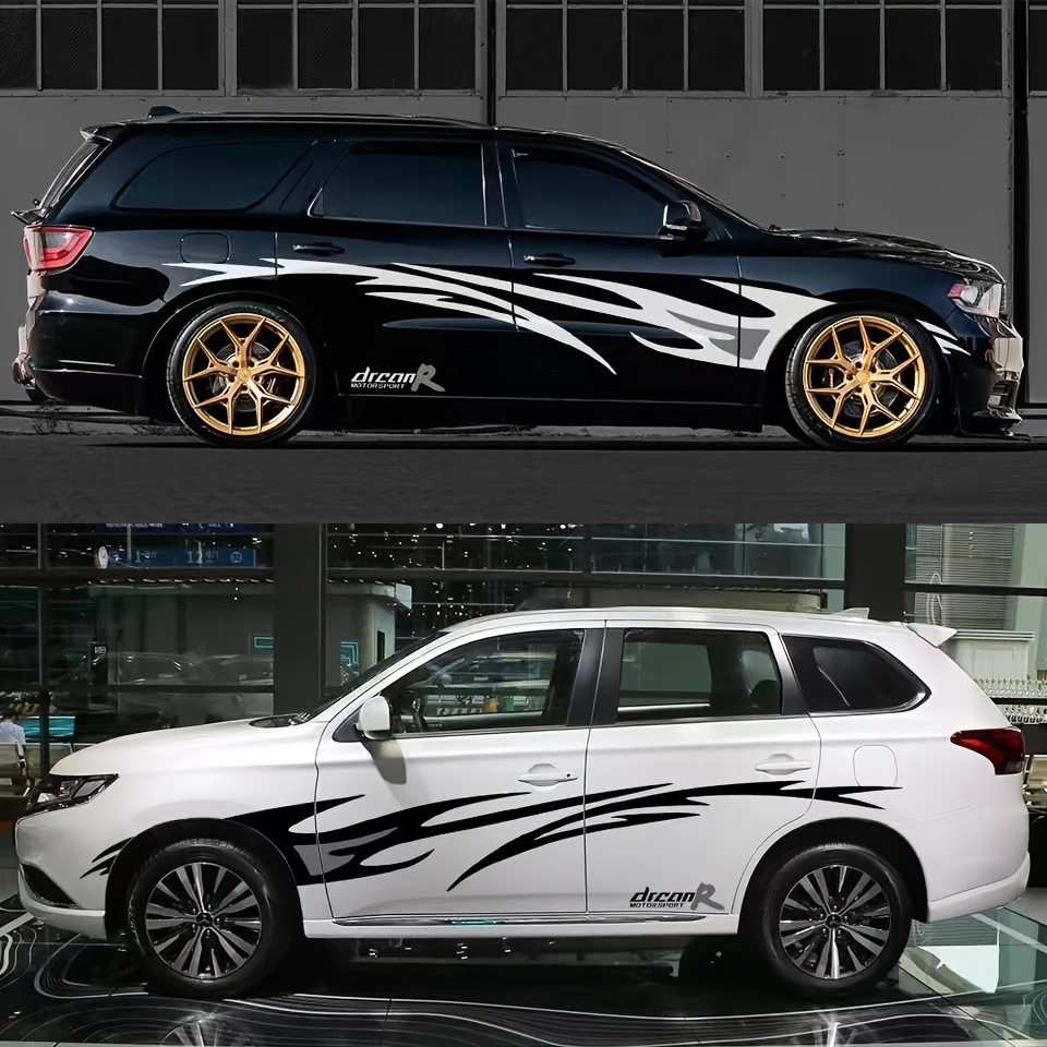 跨境TEMU亚马逊专供全车贴卡通火焰图案设计条纹侧门车身贴拉花贴