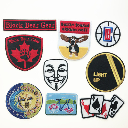跨境热卖black bear布贴电脑刺绣徽章补丁贴卡通太阳绣花贴批发
