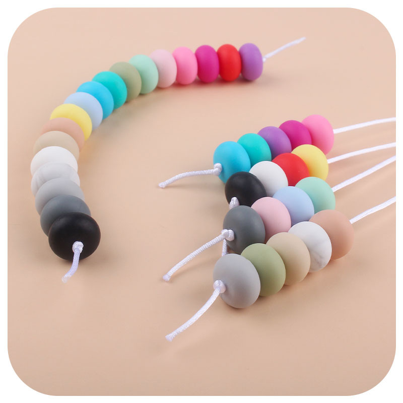 Cuentas de Ábaco de silicona de 15mm Cuentas de espaciador Cuentas planas Molar Juguetes DIY teether Cadena de pezón Collar Accesorios de joyería
