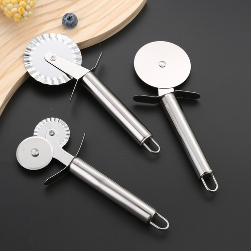 Stainless steel pizza roller blade single wheel pizza cutter thin crust cutter pizza peel cake turner baking tool wholesale