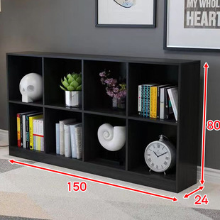 Black Eight-Compartment Cabinet Bookcase Grid Cabinet Free Combination Storage Rack Storage Cabinet Bedside Storage Cabinet Floor-Standing Display Cabinet