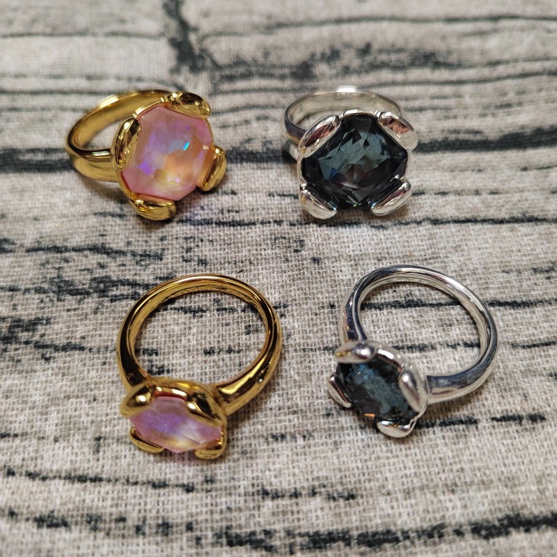 Daily Occasion Wholesale Jewelry Classic Style Geometric Copper Crystal Plating Rings