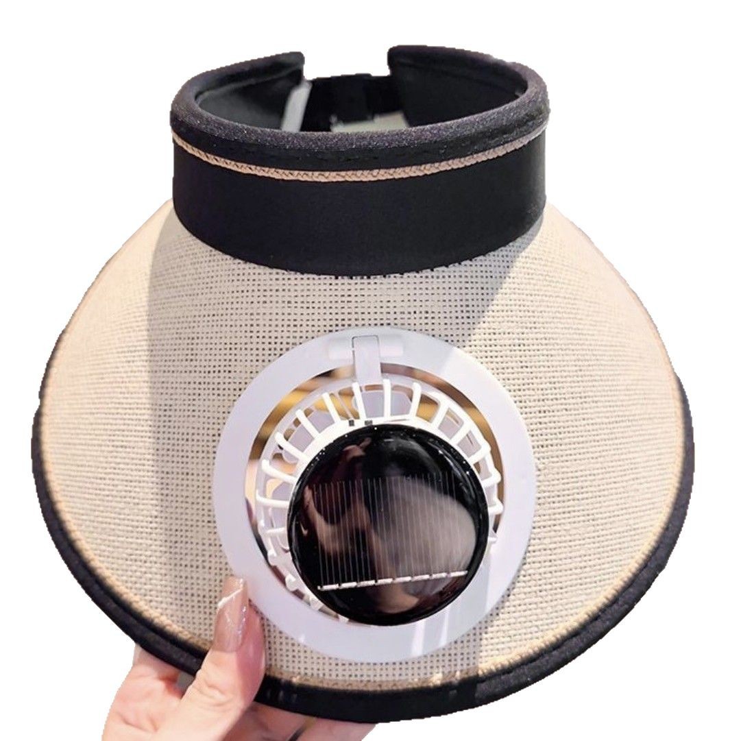 Sombrero de pescador con ventilador solar para protección solar de verano, recargable por USB, de ala ancha, para exteriores.