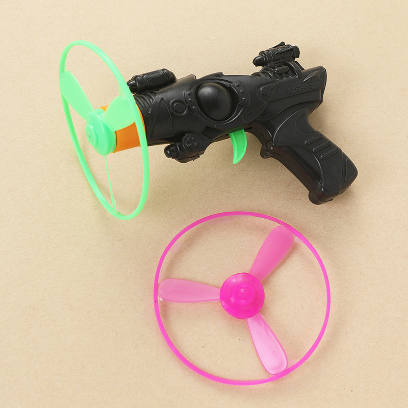 Juguete de fábrica al por mayor bambú libélula pistola catapulta Frisbee platillo volador niños avión Gyro