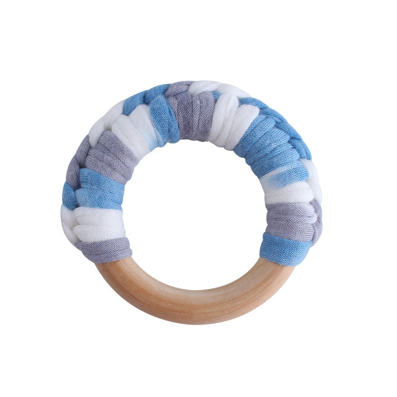 Bebé de madera mano ejercicio agarre juguete nuevo hecho a mano algodón cuerda tejida niños molar juguete mordedor