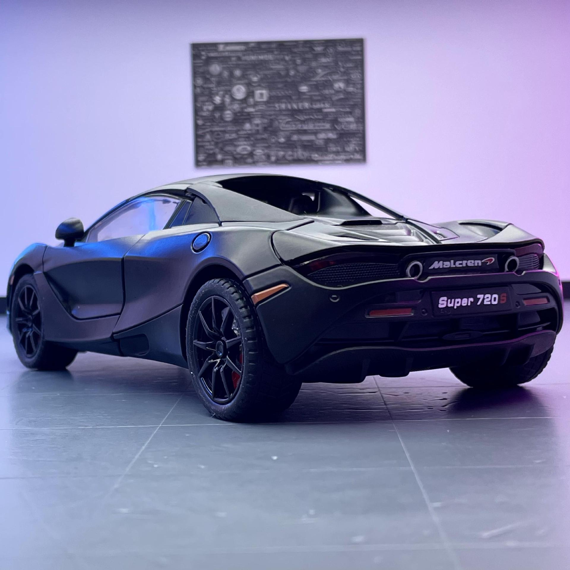 Modelo de coche de aleación de coche 1:24 mclaren 720s coche deportivo tire hacia atrás con el sonido y la luz del coche de juguete modelo de música adornos