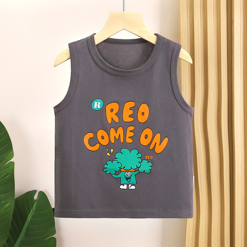 Boys 'cotton vest summer children's clothing children's children's sleeveless T-shirt thin boys' summer Western-style T-shirt