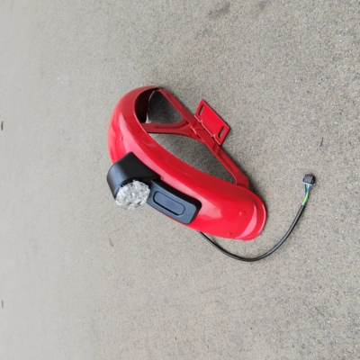 Electric vehicle fender – Electric tricycle rear mudguard - 75cm-red-clay-tile-with-lights-on-the-left-side