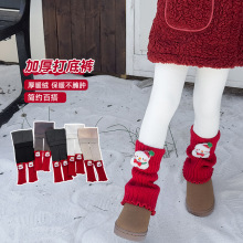 女童卡通袜套秋冬打底裤玩偶公仔堆堆袜儿童拼接大红保暖裤批发潮