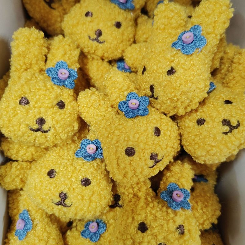 漫画ぬいぐるみバニー人形アクセサリーかわいいテディ毛皮の小さな花ウサギのブローチ女の子のヘアアクセサリー衣類人形アクセサリー|undefined