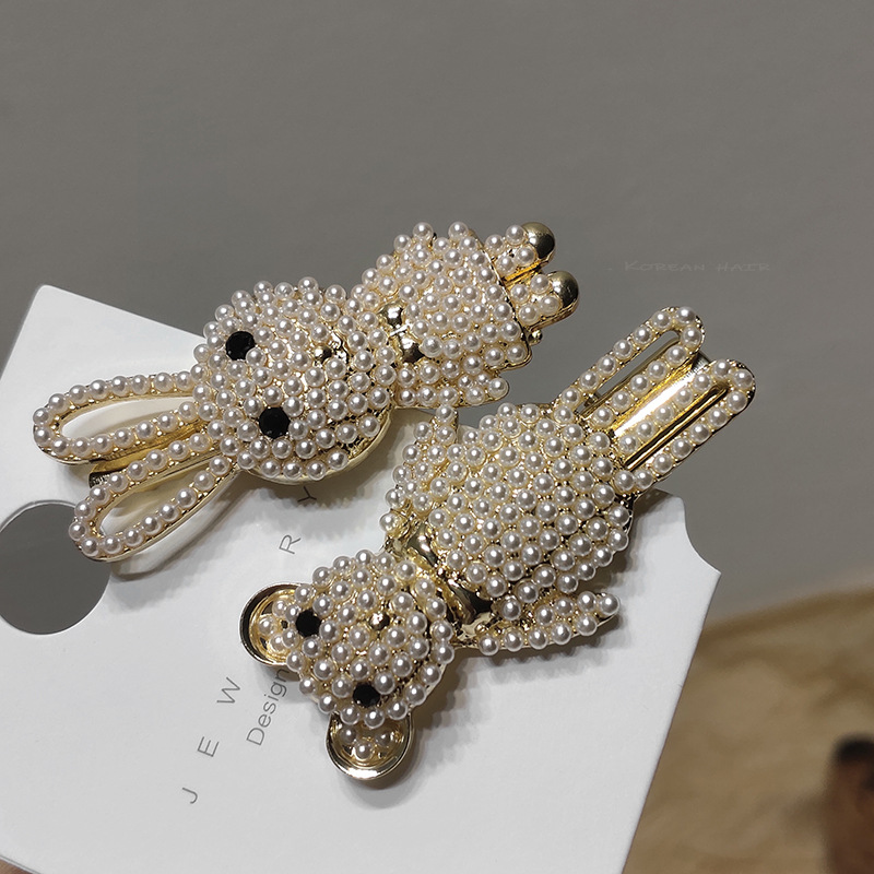 Pearl Metal Rabbit Hair Clip display picture 2