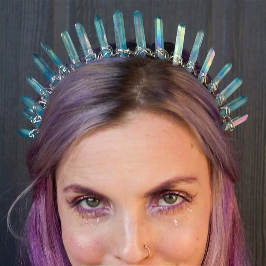 272g Weight Hair Band Hair Accessories Type 1 Piece Quantity Daily Occasion Crystal Material Geometric Pattern Women'S Gender Handmade Design Retro Style Retro Geometric Crystal Handmade Hair Band 1 Piece 19