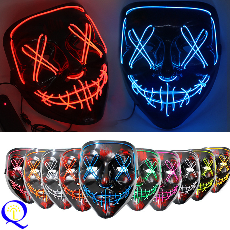 Domestic Amazon El Cold Light Luminous Mask Led Mask Halloween Carnival Dance V-Shaped Bloody Horror Ghost Domestic Amazon El Cold Light Luminous Mask Led Mask Halloween Carnival Dance V-Shaped Bloody Horror Ghost