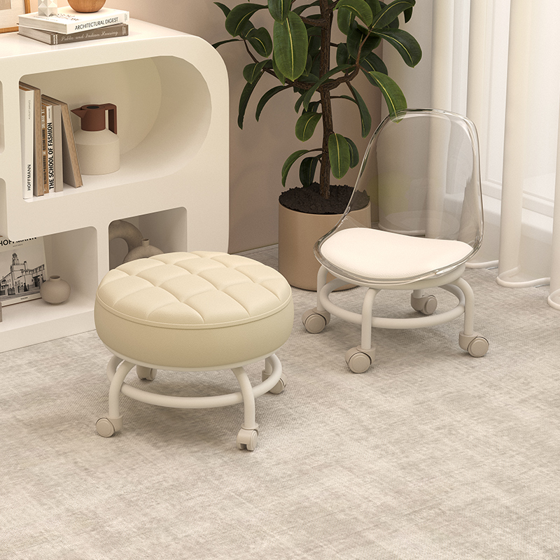 Swivel Small Stool for Home Use with Wheels, Low Stool, Mobile Wheeled Bench, Small Round Stool, Sitting Stool, Sofa Stool, Small Chair
