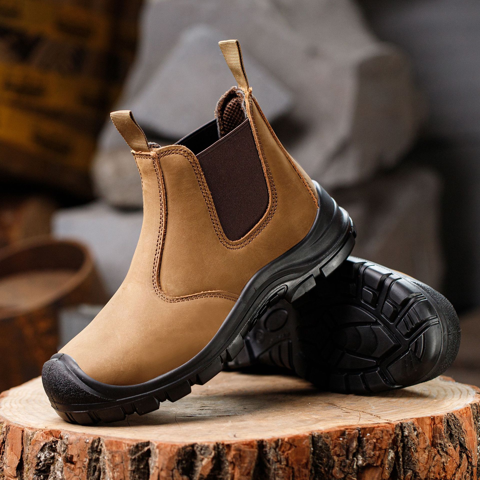 Men Special Work Shoes Men's Steel Toe Breathable Slip-On Safety Casual Fashion Work Shoes_vogvips.com