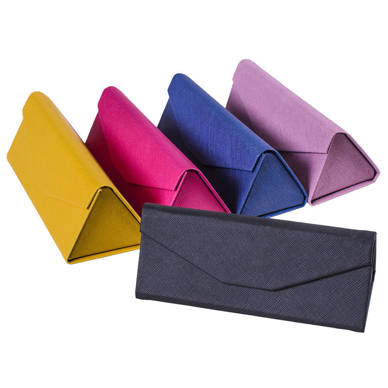 Pu Sunglasses Case, Presbyopic Glasses Case, Triangular Foldable Anti-Drop Glasses Case, Portable Packaging Box, Can Be Printed with Logo, Storage for Sunglasses