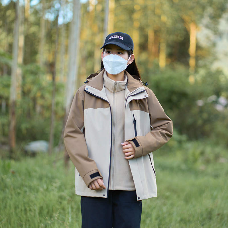 冲锋衣三合一可拆卸情侣户外旅行防风防水登山服男女同款山系潮牌|undefined
