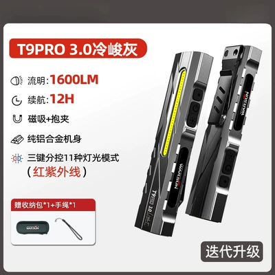 UV fənərlər rechargeable, outdoor repair work - t9pro-cool-grayred-ultraviolet1600-lumenswith-side-light-magnetic-attachment-storage-bag
