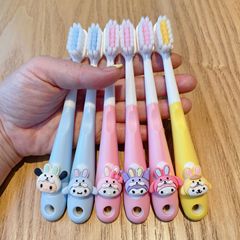 Cinnamon dog children's cute toothbrush soft bristles 2-6 years old to 12 years old baby toothbrush beginner baby tooth protection cute brush head