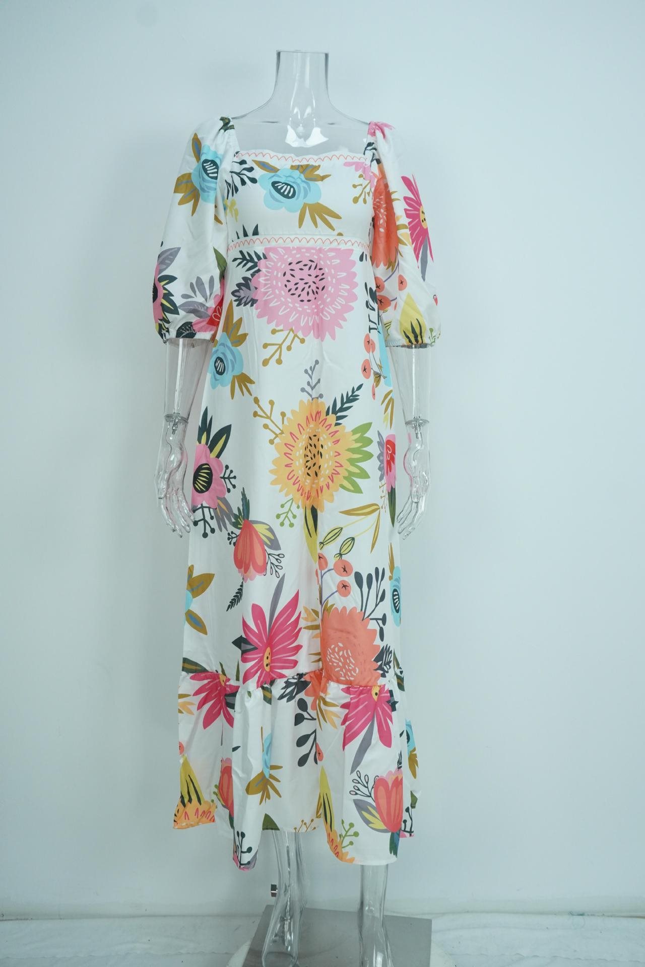 Women's Off-shoulder Printed Bodysuit With Flared Sleeves Slim Fit_voghion.com