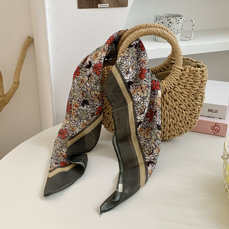 Cintas para el cabello, nueva impresión de letras coreanas, bufandas de seda, decoración profesional para mujeres, bufandas con bufandas cuadradas