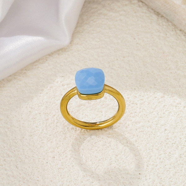 geometric retro fashionable small design ring with stone stainless…