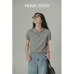 HAVERICE レストラン インテリジェンス 2025 ニュークラシック 2.0 レトロニット半袖 Tシャツ ポロシャツ 女性用