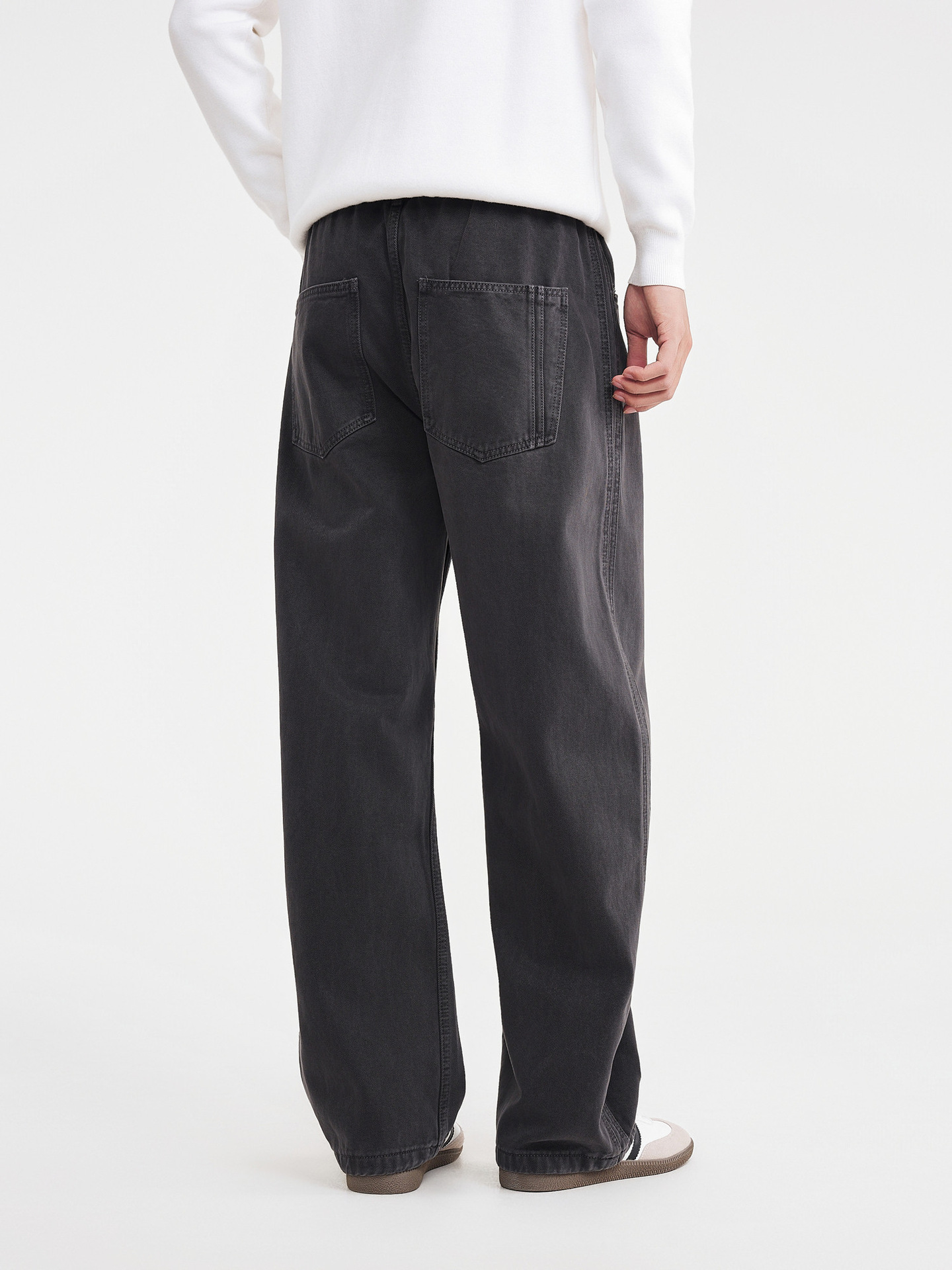Quần jean nam ống rộng cotton phong cách Hàn Quốc — màu đen
