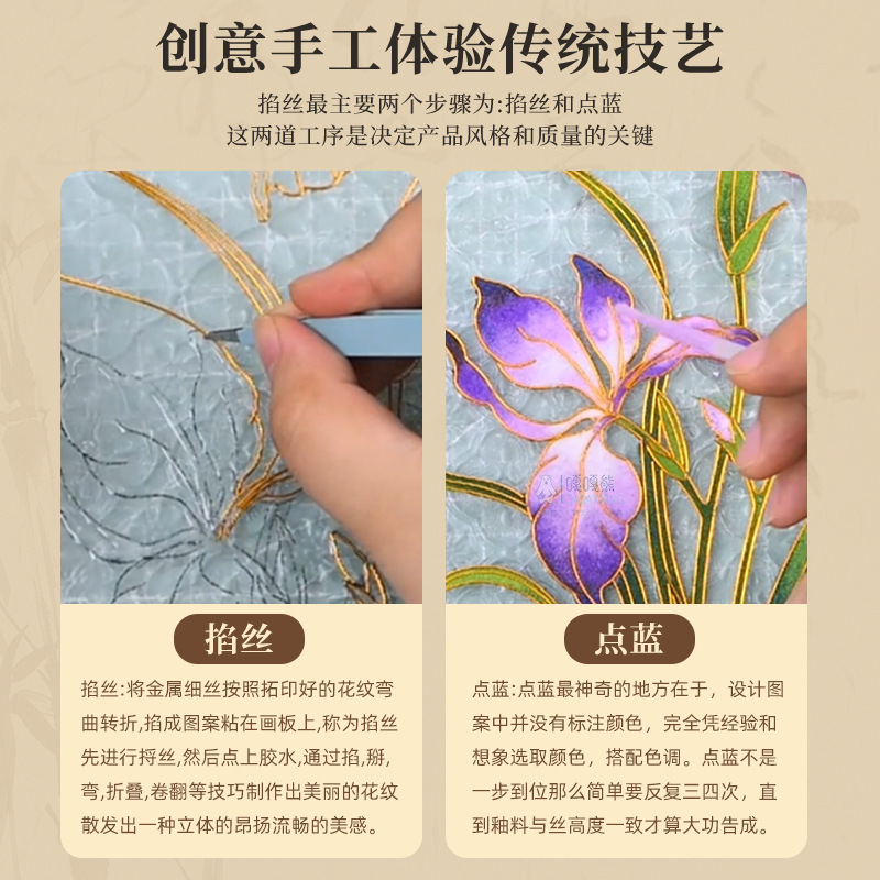 中秋节珐琅掐丝茶盘景泰蓝国风国潮文创手工材料包高端团建暖场活|undefined