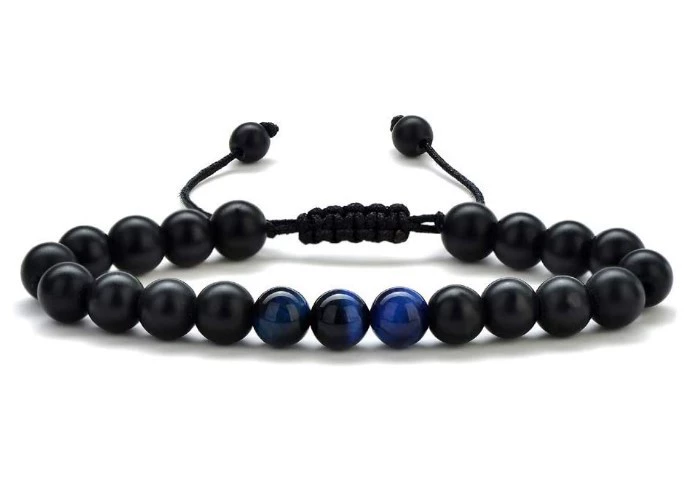 Bracelet GOLBALJEW woven aromatherapy tiger eye, 8 mm beads, adjustable 18.5 cm