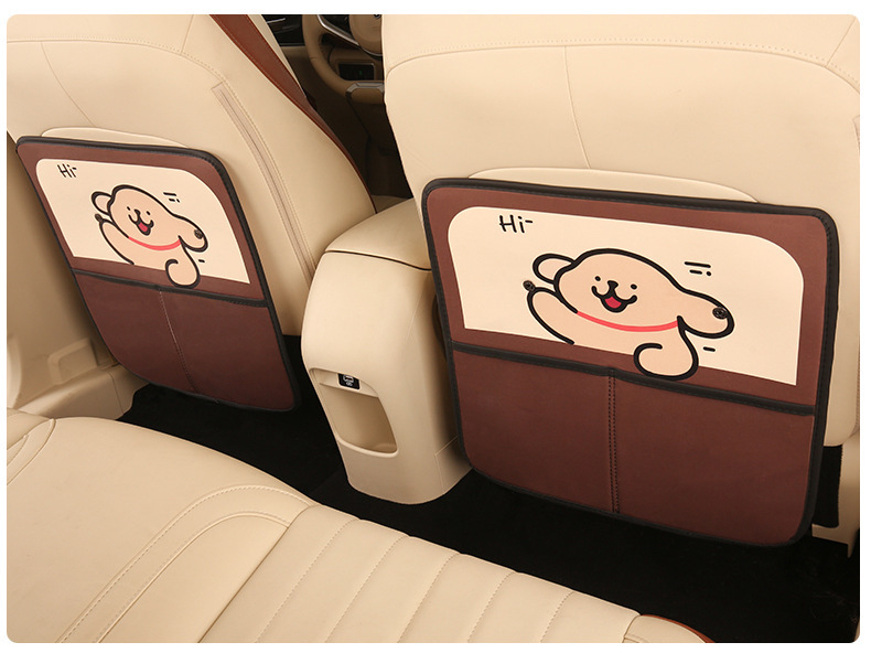 Cartoon Car Seat Back Anti-Kick Pad, Anti-Dirt Protective Mat for Car Interior, Children's Rear Seat Anti-Kick and Anti-Abrasion Pad with Storage Pocket