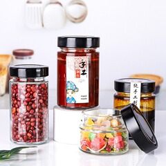 ガラス瓶卸売 丸型蜂蜜瓶 漬物瓶 牛肉醤瓶 レモンペースト瓶 フルーツ缶瓶 食品グレードガラス瓶