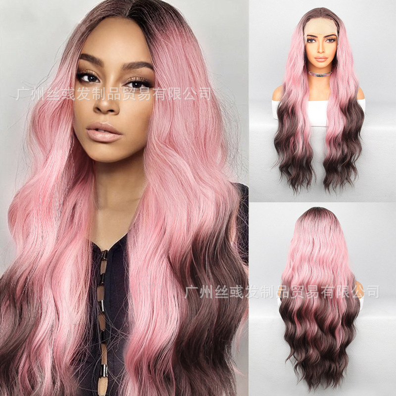 13*4.5*1T lace wig divided into natural wave curly hair chemical fiber high temperature resistant silk full head cover women's wig 13*4.5*1T lace wig divided into natural wave curly hair chemical fiber high temperature resistant silk full head cover women's wig