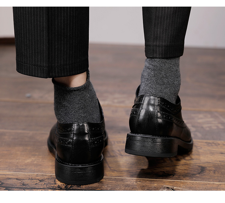 Nové kožené boty pro muže, kožená vrstva z hovězí kůže, britský styl, Brock vyřezávané, svatební boty._voghion.com