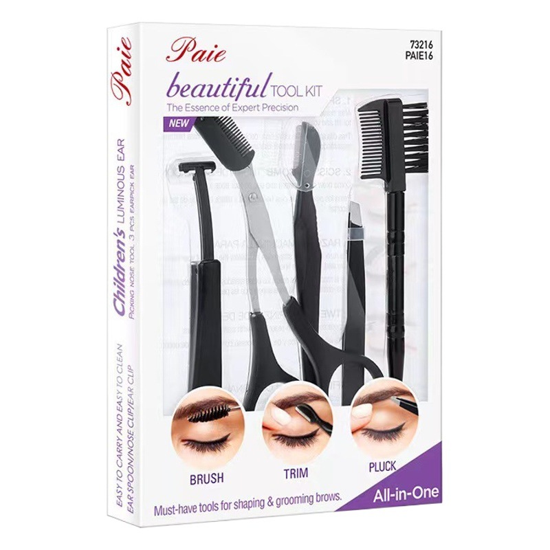 Herramientas de maquillaje de belleza tijeras de cejas de acero inoxidable peine de cejas clip de cejas tijeras de cejas traje