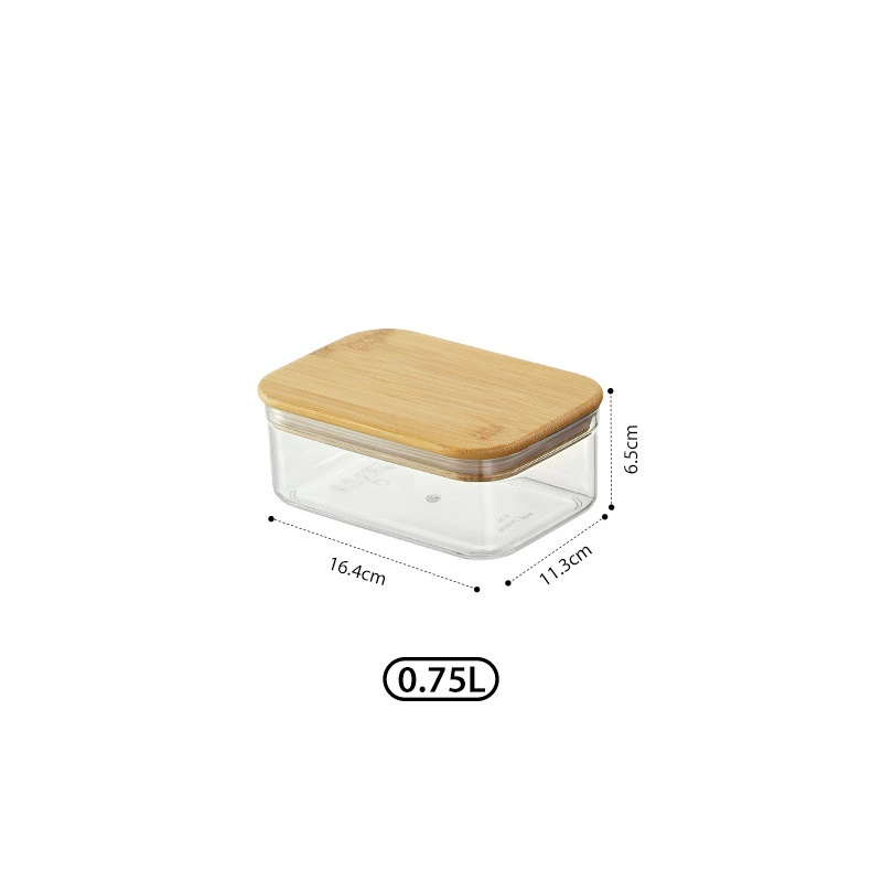 Airtight Square Storage Container with Bamboo Lid, Transparent Plastic, Multiple Capacities