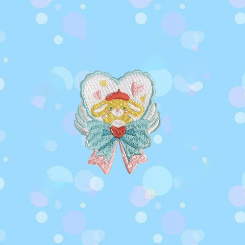 Wholesale New Year style bow cloth patch cartoon love embroidery bag hand-decorated down jacket self-adhesive patch decal